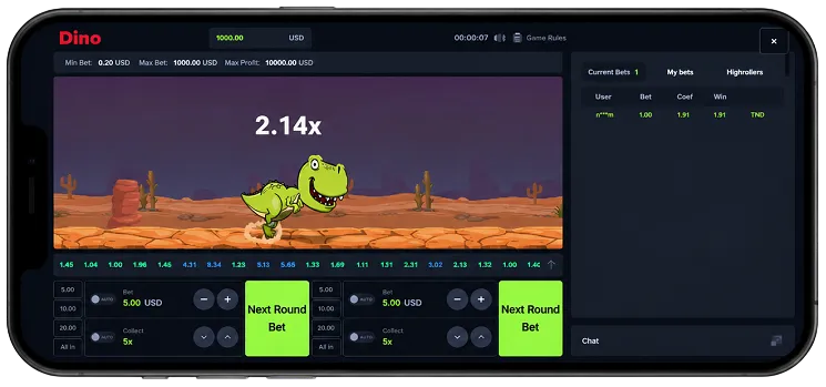 MyStake Dino en el móvil